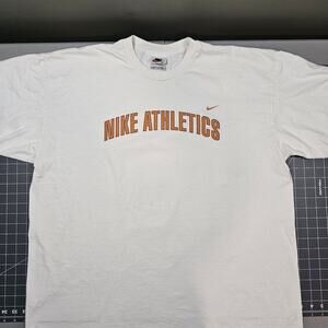 Vintage 90s Nike Athletics Tshirt Mens XXL Spellout White Tag Streetwear Sports